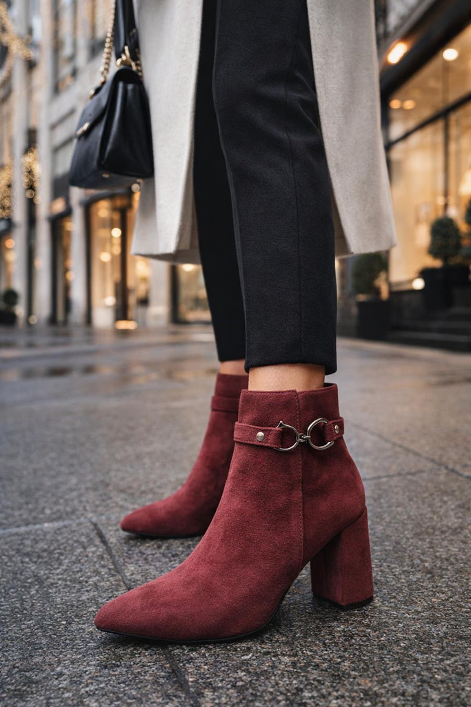Ženske poluduboke cipele - LH30321-MAROON-SUEDE